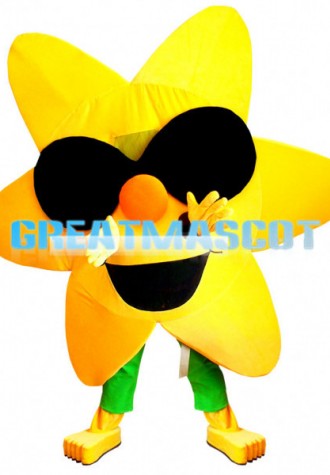 Yellow Star With Sunglasses Mascot Costume