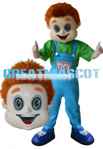 Excited Orange Hair Boy Mascot Costume
