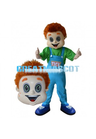 Excited Orange Hair Boy Mascot Costume