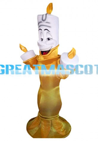 Burning Candle On Golden Candlestick Mascot Costume