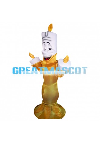 Burning Candle On Golden Candlestick Mascot Costume