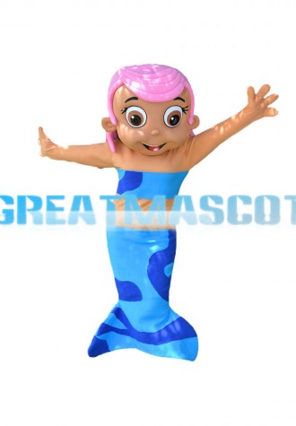 Pink Hair Blue Mermaid Mascot Costume