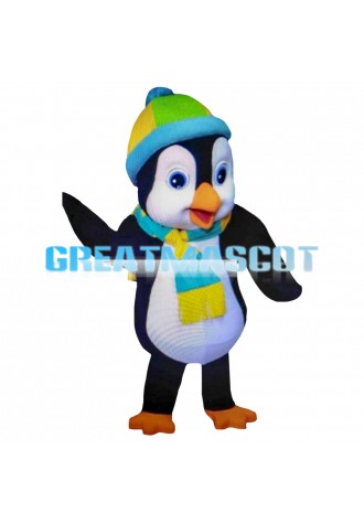 Frightened Penguin With Wool Cap Mascot Costume
