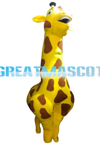 Proud Fat Cartoon Giraffe Mascot Costume