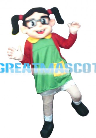 Jumping Up And Down Little Girl Mascot Costume
