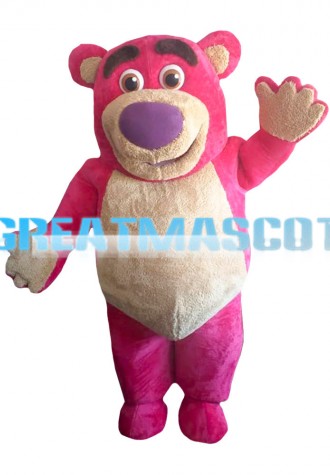 Purple Nose Fat Pink Bear Mascot Costume