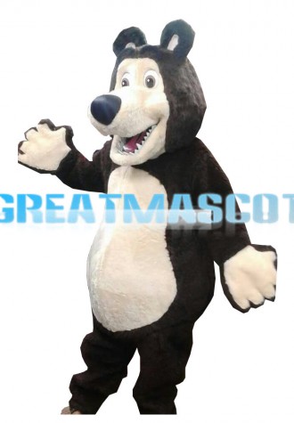 Sturdy Brown & White Bear Mascot Costume