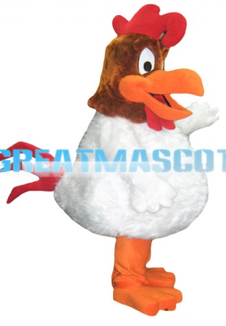 Crowing Fat White Chicken Mascot Costume