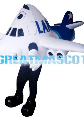 Cartoon White Airliner Mascot Costume