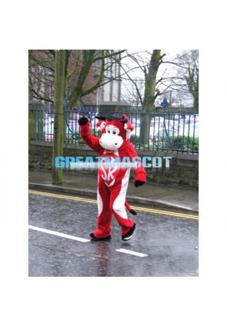 Adult Size Cartoon Red Bull Mascot Costume 