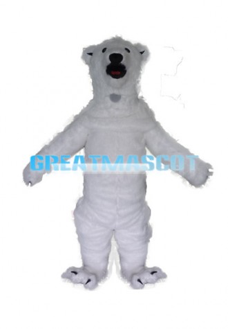 Howling Polar Bear Long Fur Mascot Adult Costume 