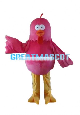 Adult Cartoon Pink Hen Mascot Costume