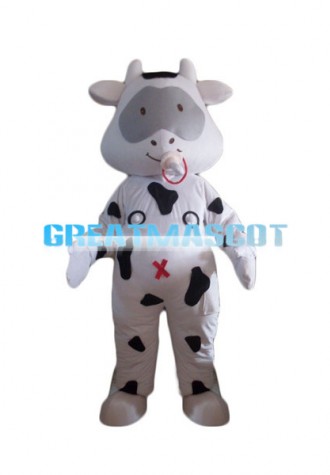 Cute Cartoon Baby Cow With Nipple Mascot Costume 