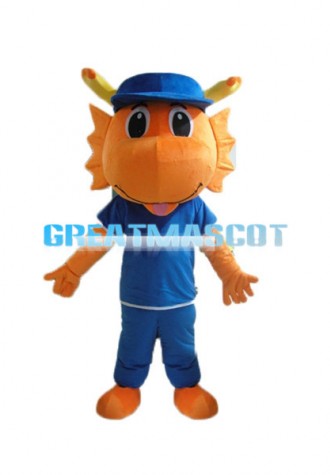Lovely Cartoon Orange Dragon Mascot Adult Costume 