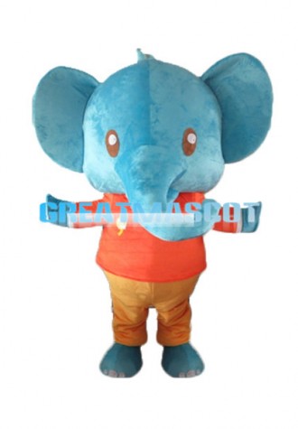 Cute Cartoon Blue Elephant Lightweight Mascot Adult Costume