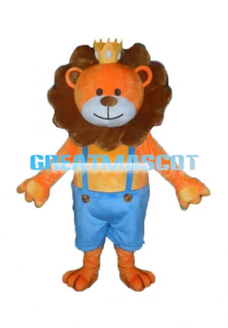 Adult Cartoon King Orange Lion Mascot Costume
