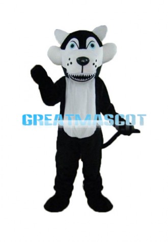 Thin Teeth Black Wolf Mascot Costume 