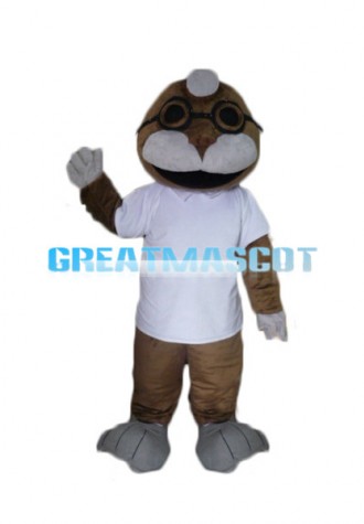 Cartoon Adult Brown Seal Lion Mascot Costume 