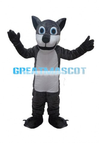 Dark Gray Wolf Mascot Adult Costume 