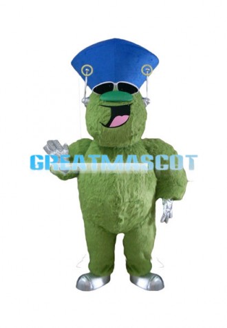 Cool Cartoon Green Furry Monster Mascot Costume 
