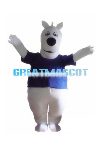 Fat Cartoon White Dog Mascot Costume 
