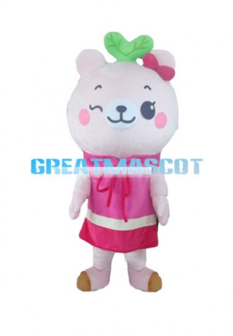 Cute Cartoon Pink Bear Girl Mascot Costume 