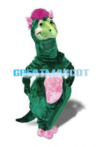 Green Girl Dinosaur Plush Mascot Adult Costume 