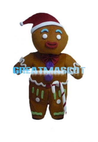 Christmas Brown Gingerbread Man Mascot Adult Costume 
