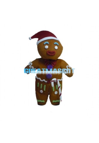 Christmas Brown Gingerbread Man Mascot Adult Costume 