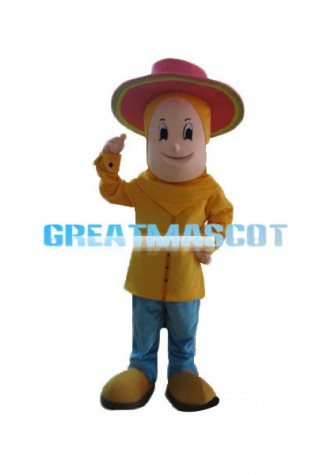 Smiling Girl With Pink Hat Mascot Costume
