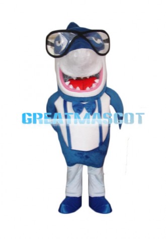 Mr. Blue Shark Cartoon Mascot Costume