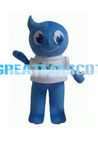Cartoon Blue Water Drop Man Mascot Adult Costume 