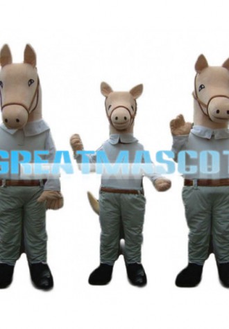 Farm Beige Horse Mascot Adult Costume