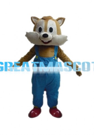 Cute Squirrel In Overalls Mascot Costume