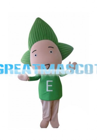 Cute Cartoon Green Leaf Boy Mascot Adult Costume