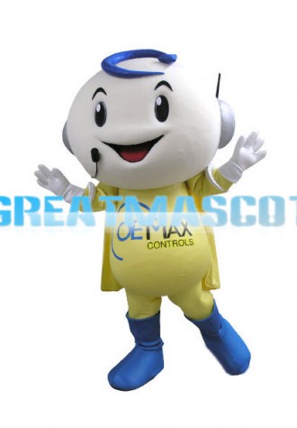Smiling Cartoon Telemarketer Boy Mascot Adult Costume