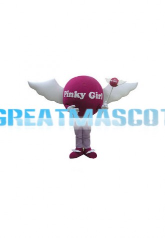 Cartoon Pinky Girl With Wings Mascot Adult Costume