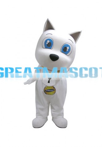 Cartoon White Dog Mascot Adult Costume