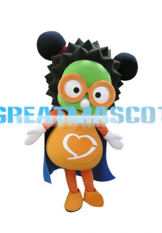 Cartoon Green Face Girl With Yellow Glasses Mascot Adult Costume
