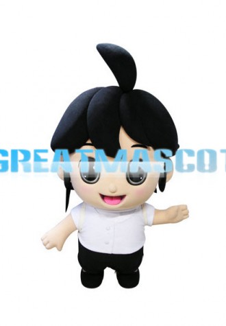 Shy Dark-haired Girl Mascot Adult Costume