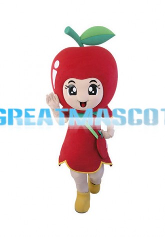 Lovely Apple Girl Cartoon Mascot Adult Costume