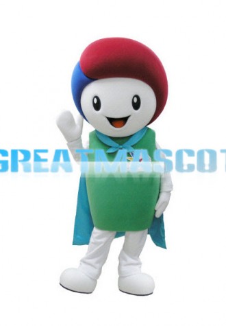 Smiling Colored Hair Snowman Mascot Adult Costume