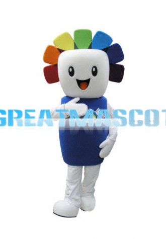 Cute Square Face Snowman Mascot Adult Costume