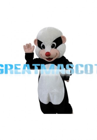 Adult Black & white Rat With Red Nose Mascot Costume