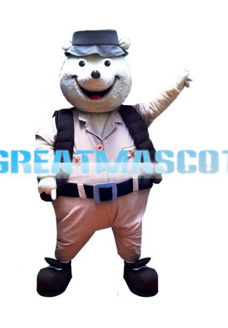 Friendly Bear In Frock Cartoon Mascot Adult Costume