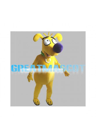 Yellow Dog With Big Purple Nose Mascot Adult Costume