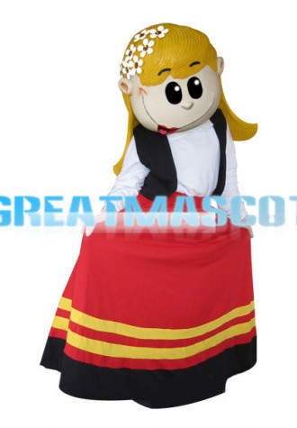 Beautiful Yellow-haired Female Dancer Mascot Costume
