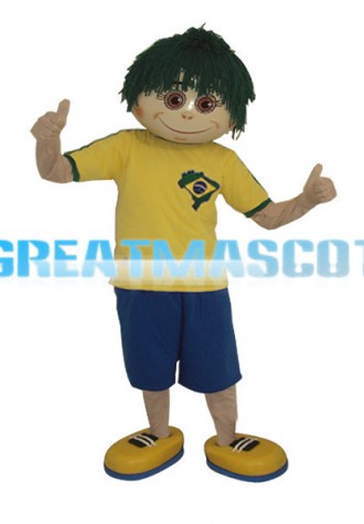 Friendly Green Hair Boy Mascot Costume