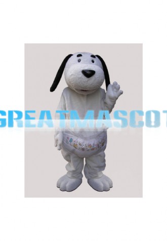 White Dog Wearing A Diaper Mascot Adult Costume