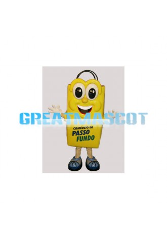 Yellow Cartoon Shopping Bag Mascot Adult Costume